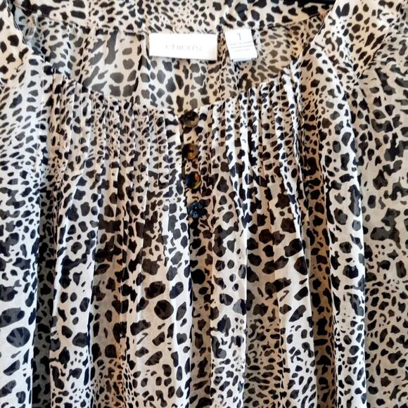 Chico's Long Sleeve Animal Print Top - Picture 2 of 6